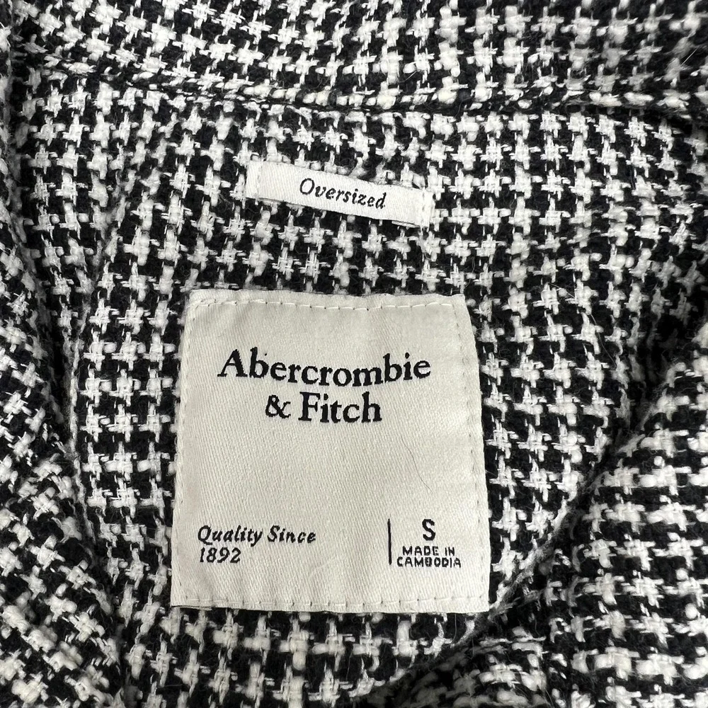Abercrombie & Fitch Jacket Womens S Black Houndstooth Oversized Button Preppy‎